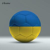 3d realistisk fotboll boll imed flagga av ukraina på studio bakgrund vektor