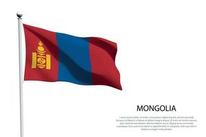 National Flagge Mongolei winken auf Weiß Hintergrund vektor