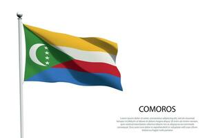 National Flagge Komoren winken auf Weiß Hintergrund vektor