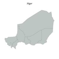 enkel platt Karta av niger med gränser vektor