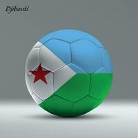 3d realistisk fotboll boll imed flagga av djibouti på studio bakgrund vektor