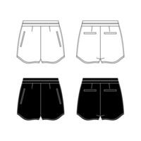 unisex Schweiß kurze Hose technisch Mode Illustration. kurz Hose Mode eben Vorlage, elastisch Taille, Vorderseite und zurück, Weiß Farbe. Sportbekleidung unisex cad Attrappe, Lehrmodell, Simulation. vektor