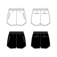 unisex- svettas shorts teknisk mode illustration. kort byxor mode platt mall, elastisk midja, främre och tillbaka, vit Färg. sportkläder unisex- cad mock-up. vektor