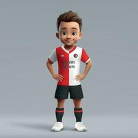 3d Karikatur süß jung Fußball Spieler im Fußball Uniform. vektor