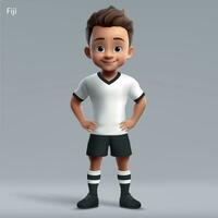 3d tecknad serie söt ung rugby spelare i fiji nationell team utrustning. vektor