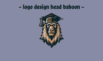 logotyp design av babian med hatt examen vektor