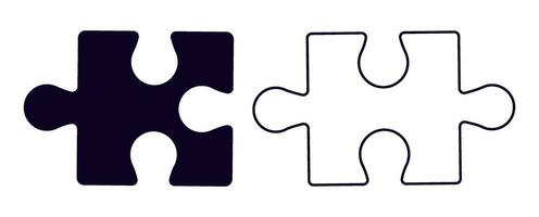 zwei einfach Vektor Puzzle Stücke. schwarz und Weiß isoliert Puzzle Spiel Rätsel.