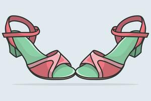 Paar von Mädchen schön Schuhwerk Sandalen Vektor Illustration. Schönheit Mode Objekte Symbol Konzept. Neu Ankunft Frauen Party Sandalen Schuhe Paar Vektor Design.