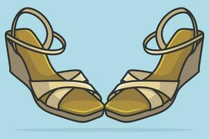 Paar von elegant Frauen Fuß tragen Sandalen Vektor Illustration. Schönheit Mode Objekte Symbol Konzept. modisch Frau Sandalen Paar Vektor Design.