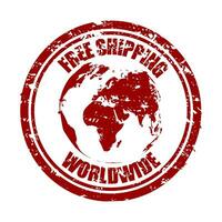 kostenlos Versand weltweit Gummi Briefmarke Textur. weltweit kostenlos Lieferung Garantie, Transport Lieferung, Vektor Illustration