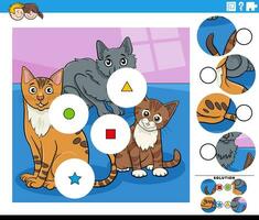 match de bitar pedagogisk spel med tecknad serie katter vektor