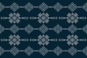 ethnisch geometrisch Stoff Muster Kreuz Stich.ikat Stickerei ethnisch orientalisch Pixel Muster Blau Hintergrund. abstrakt, vektor, illustration. Textur, Kleidung, Rahmen, Dekoration, Motive, Seide Hintergrund. vektor