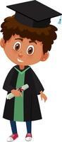 tecknad karaktär av en pojke som bär examensdräkt vektor
