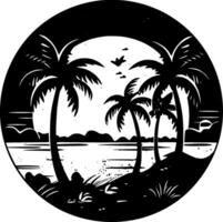 strand, svart och vit vektor illustration