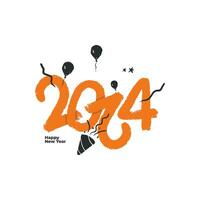 glücklich Neu Jahr 2024 Gruß Design Illustration kreativ und einzigartig Nummer Profi Vektor
