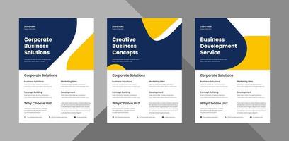 Designpaket für Unternehmensflyer. Poster-Präsentation-Design-Vektor-Layout. Bundle, 3 in 1, A4-Vorlage, Broschürendesign, Cover, Flyer, Poster, druckfertig vektor