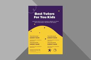 Gestaltung des Flyers für die Förderung des Nachhilfedienstes. Online-Tutoring-Service-Poster-Broschüre-Vorlage. A4-Vorlage, Broschürendesign, Cover, Flyer, Poster, druckfertig vektor