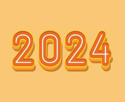 glücklich Neu Jahr 2024 abstrakt Orange und Gelb Grafik Design Vektor Logo Symbol Illustration