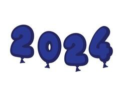 glücklich Neu Jahr 2024 abstrakt Ballons Blau Grafik Design Vektor Logo Symbol Illustration