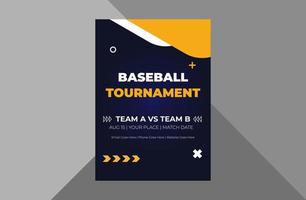 Baseball-Turnier-Flyer-Design-Vorlage. Baseball-Sport-Event-Promotion-Flyer-Design. A4-Vorlage, Broschürendesign, Cover, Flyer, Poster, druckfertig vektor