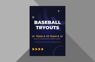 Baseball-Turnier-Flyer-Design-Vorlage. Baseball-Sport-Event-Promotion-Flyer-Design. A4-Vorlage, Broschürendesign, Cover, Flyer, Poster, druckfertig