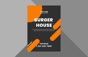 Burger-Restaurant-Flyer-Design-Vorlage. Designvorlage für spezielle Lebensmittelmenüplakate. A4-Vorlage, Broschürendesign, Cover, Flyer, Poster, druckfertig vektor