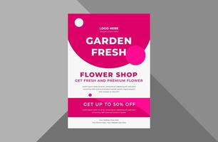 Blumenladen-Flyer-Design. Frühlingsblumenverkaufsplakat-Broschürendesign. A4-Vorlage, Broschürendesign, Cover, Flyer, Poster, druckfertig vektor