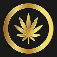 blad av cannabis sativa guld ikon för reklam, banderoller, broschyrer och flygblad vektor
