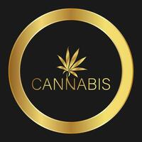 blad av cannabis guld ikon för reklam, banderoller, broschyrer och flygblad vektor