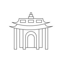 Buddhist Tempel traditionell Vektor Linie Symbol