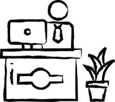 receptionist hand dragen vektor illustration