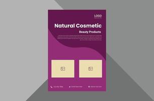 naturlig kosmetisk reklambladsmall. naturlig skönhet produkt marknadsföring flygblad designmall. a4-mall, broschyrdesign, omslag, flygblad, affisch, tryckklar vektor