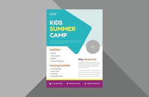 happy kids camp flyer mall. barn sommarläger affisch broschyr design. a4-mall, broschyrdesign, omslag, flygblad, affisch, tryckklar vektor