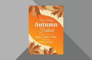 Herbstfest Flyer Design-Vorlage. Herbst-Herbst-Festival-Plakat-Broschüre-Design-Vorlage. A4-Vorlage, Broschürendesign, Cover, Flyer, Poster, druckfertig vektor