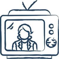 Fernseher Nachrichten Hand gezeichnet Vektor Illustration