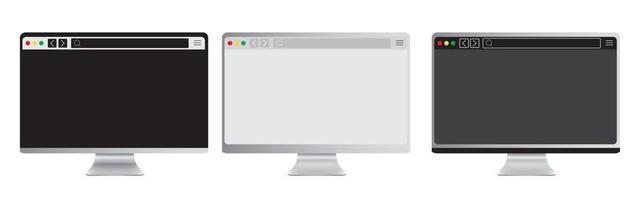 Set realistischer Laptop-Geräte-Mockup-Bildschirm mit Browser-Seite. bearbeitbarer Laptop-Computer mit Suchleiste. isolierter PC mit leerer Browseranzeige auf weißem Hintergrund. Vektordesign vektor