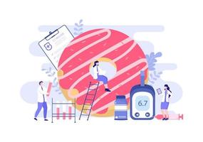 Diabetestests mit Blutzuckermessgerät, Untersuchungsergebnissen, Schläuchen, Spritze zur medizinischen Versorgung und Behandlung für Posterhintergrundvektorillustration vektor