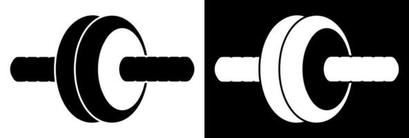 sporter ab hjul för abdominal Tryck. friska livsstil, sporter i Gym och på Hem. svart och vit vektor