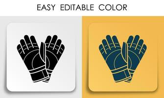 par av fotboll målvakt handskar ikon på papper fyrkant klistermärke med skugga. friska livsstil. mobil app knapp. vektor