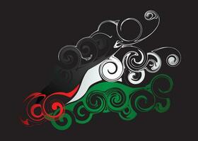 skön abstrakt palestina flagga med virvla runt isolerat i svart vektor