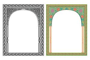 Jahrgang traditionell realistisch schwarz und Farbe Frames einstellen auf Weiß Hintergrund isoliert Vektor Illustration