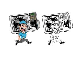 hvac-service-cartoon-charakter-design-illustration vektor