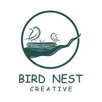 Vogel Nest Logo Design, Vogel Haus Vektor zum Eier, einfach modern und elegant Vogel Nest Logo, Logo zum Natur Fotograf, Startups oder ein Geschäft Logo mit ein Natur Thema