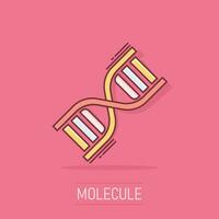vektor tecknad serie dna ikon i komisk stil. läkare molekyl tecken illustration piktogram. dna företag stänk effekt begrepp.