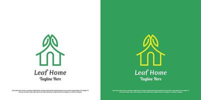 Natur Haus Logo Design Illustration. Silhouette Linie Kunst Haus Natur Öko Wald bio Gebäude Nachlass Pflanze Grün Garten Gesundheit Landwirtschaft Wachstum Park. modern minimalistisch einfach eben Symbol Konzept. vektor