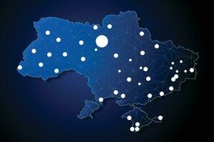 ukraina - Land form med rader ansluter större städer vektor
