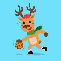 Karikatur Charakter Weihnachten Rentier spielen Basketball vektor