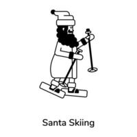 modisch Santa Skifahren vektor