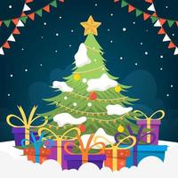 Weihnachtsbaum und Geschenke vektor