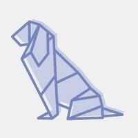 ikon hund origami. kinesisk zodiaken element. ikoner i två tona stil. Bra för grafik, affischer, logotyp, annons, dekoration, infografik, etc. vektor